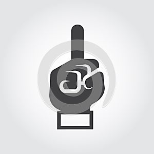 Black flat hand icon with finger pointing up. Attention, information, idea, firstly concept photo