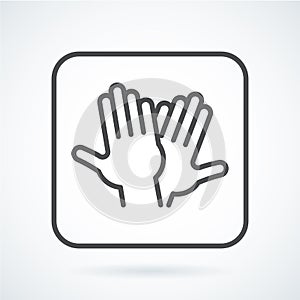 Black flat icon gesture hand of human high five, greeting