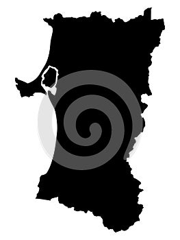 Black Map of Miyagi Prefecture