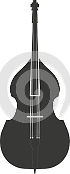Black flat silhouette of a double bass. A vector image.