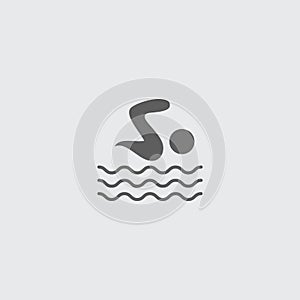 Black flat swimmer in the pool icon.