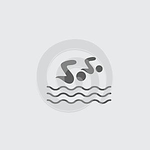 Black flat swimmer in the pool icon.