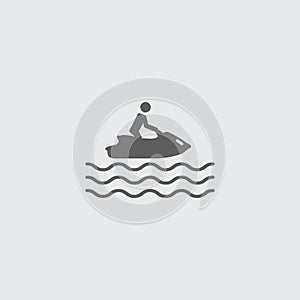 Black flat water jet ski vector icon.