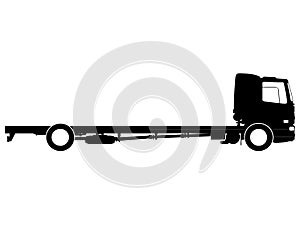 Black Flatbed Medium Truck Drawing