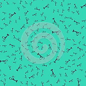 Black Floor lamp icon isolated seamless pattern on green background. Vector