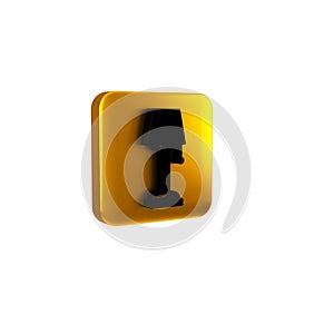 Black Floor lamp icon isolated on transparent background. Yellow square button.