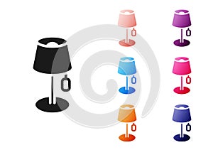 Black Floor lamp icon isolated on white background. Set icons colorful. Vector