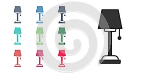 Black Floor lamp icon isolated on white background. Set icons colorful. Vector