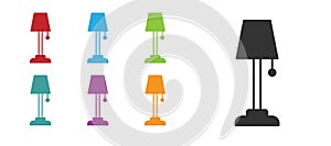 Black Floor lamp icon isolated on white background. Set icons colorful. Vector