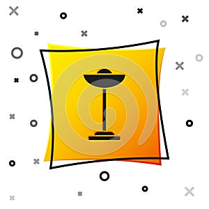 Black Floor lamp icon isolated on white background. Yellow square button. Vector