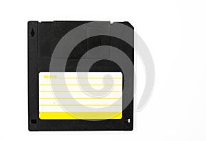 Black floppy disk with blank label