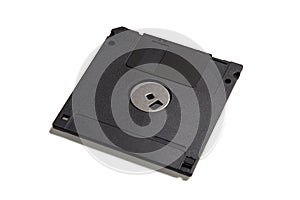 Black floppy disk old format isolated on white background
