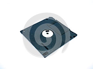 Black floppy disk on a white background