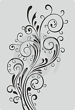 black floral branch. Decorative filigree floral design stencil cdr x6 by nayab