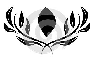 Black Floral doddle design element, vector illustration, logo, and icon