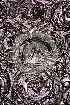 Black floral rose lace fabric texture pattern