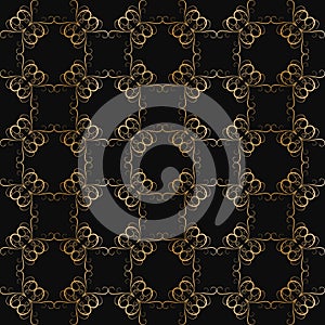 Black floral vector seamless in the editable background with silver and gold, Luxurious, Wallpaper, Luxury geometric