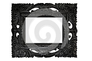 Black flourishes ornamental wide template isolated photo frame border white