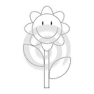 black flower line. Simple flower line art design. Vector illustration. stock image.