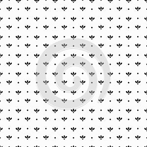 Black flower petals and dots pattern on white background