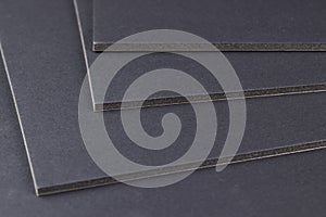 black foam board for creative work and creation of various models and objects, side view