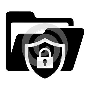 Black folder icon with shield and lock document security