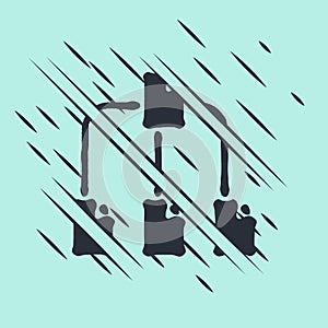 Black Folder tree icon isolated on green background. Computer network file folder organization structure flowchart