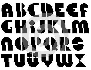 Black font offset of the alphabet horizontally.