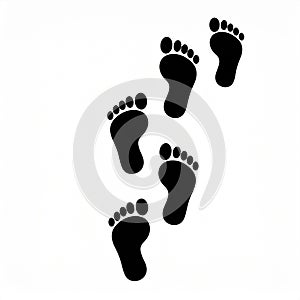Black foot steps shape over white backgrouns photo
