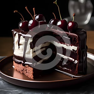 Black Forest Cake with cherry on top