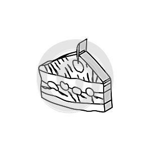 black forest cake slice food snack isometric icon vector illustration