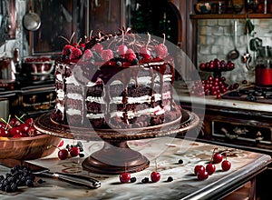 Black Forest Cherry Cake with Forest Berries