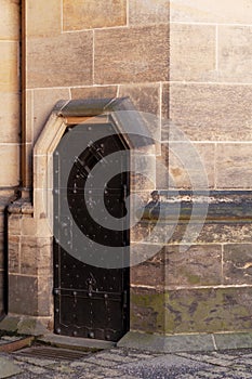 black forged iron doors on the Prague Cathedral in the Czech Republic