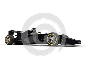 Black formula one car - side view