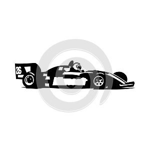 Black Formula racing car symbol for banner, general design print and websites.