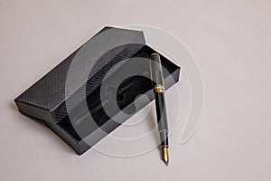 black fountain pen in elegant case