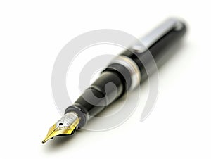 A black fountain pen with gold trim