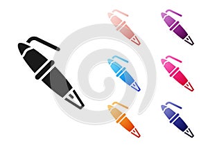 Black Fountain pen nib icon isolated on white background. Pen tool sign. Set icons colorful. Vector