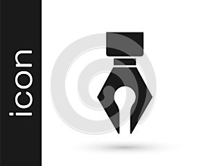 Black Fountain pen nib icon isolated on white background. Pen tool sign. Vector