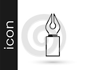 Black Fountain pen nib icon isolated on white background. Pen tool sign. Vector