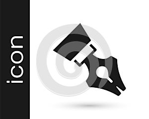 Black Fountain pen nib icon isolated on white background. Pen tool sign. Vector