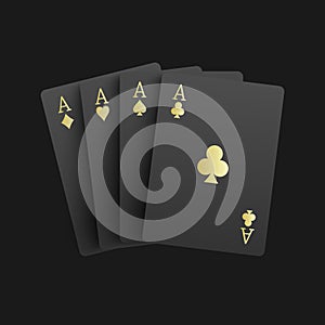 Black four aces poker card, vector