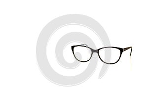 Black frame eyeglasses isolated on white background, Myopia nearsightedness , Short sighted or presbyopia Farsightedness