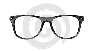Black frame glasses isolated on white background