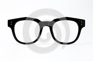 Black frame glasses isolated on white background
