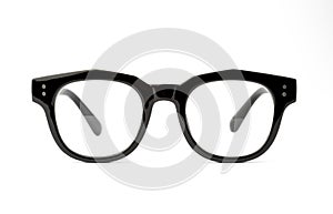 Black frame glasses isolated on white background