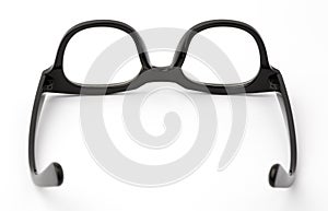 Black frame glasses isolated on white background