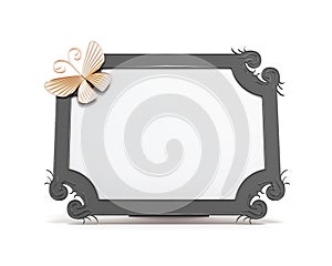 Black frame for photos isolated on white background. 3d