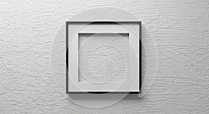 A black-framed square picture frame is