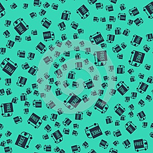 Black Free delivery service icon isolated seamless pattern on green background. Free shipping. 24 hour and fast delivery